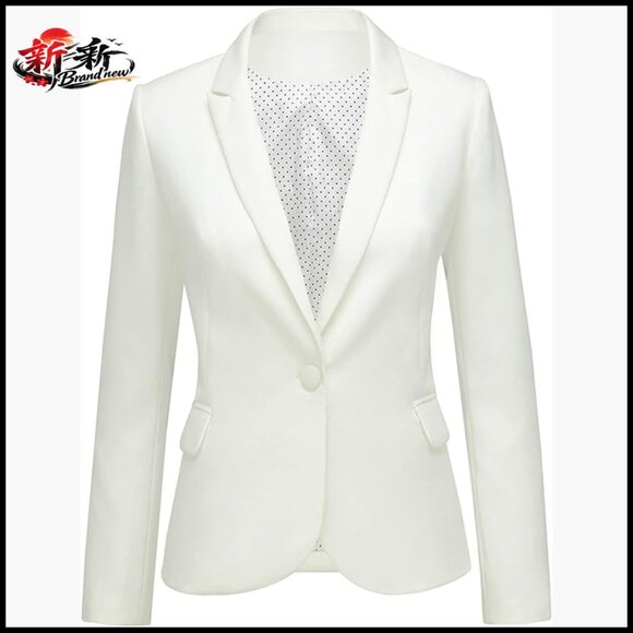 Polyester Notched Lapel Blazer with Pockets for Office Work